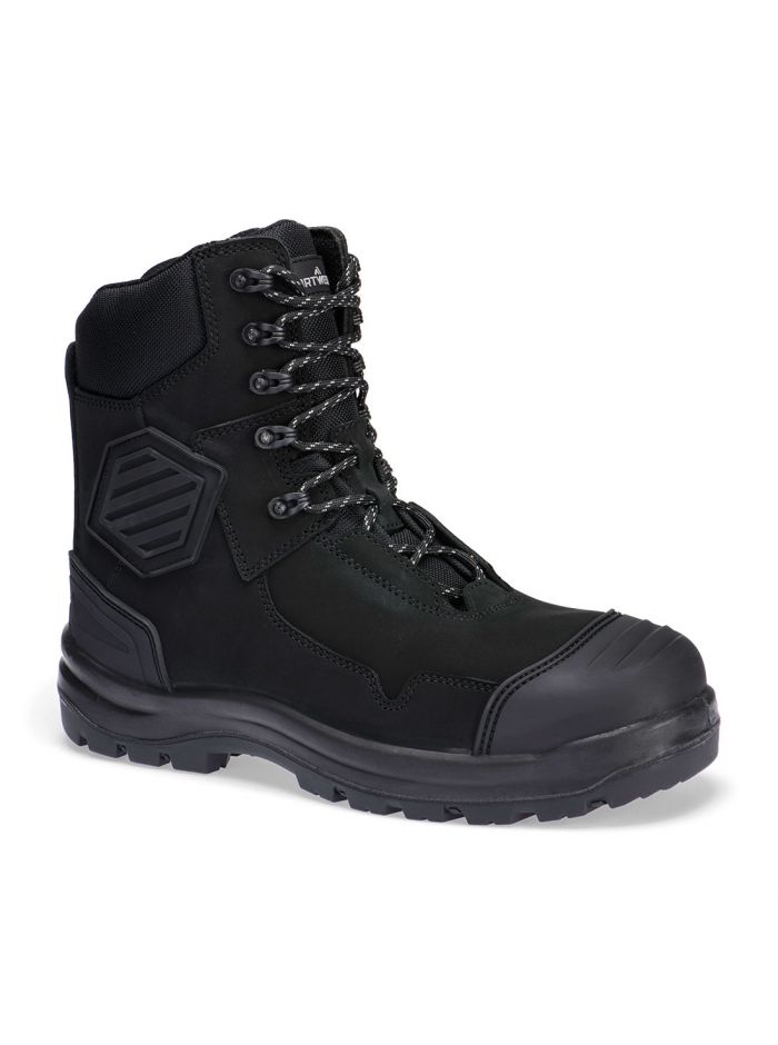 Composite Leather Shin Boot S3S HRO FO SC HI CI AN LG SR, 38, R, Black