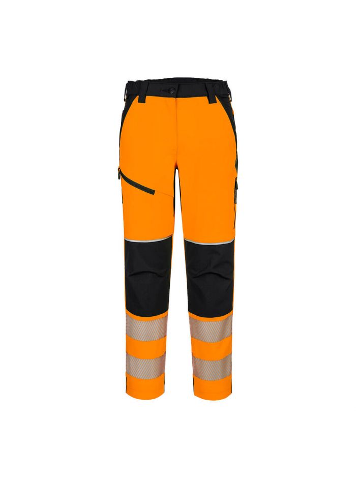 PW3 Hi-Vis Women's Stretch Trouser, L, R, Orange/Black