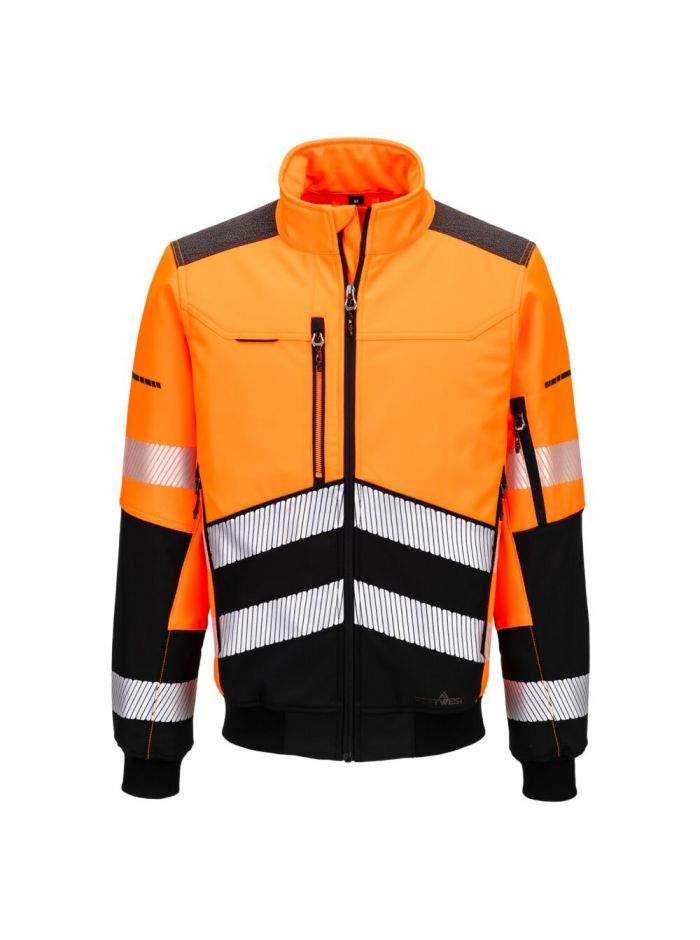 EV4 Hi-Vis Softshell Bomber (3L), L, R, Orange/Black