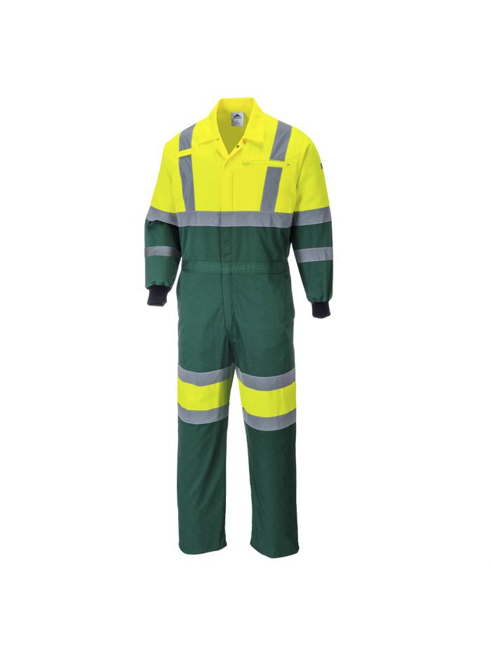 Hi-Vis X Back Contrast Coverall, M, R, Yellow/Green