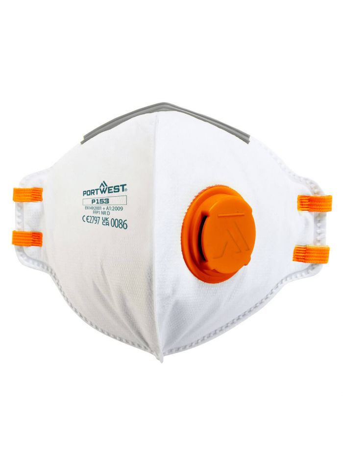 FFP1 Valved Dolomite Fold Flat Respirator (Pk20), , R, White