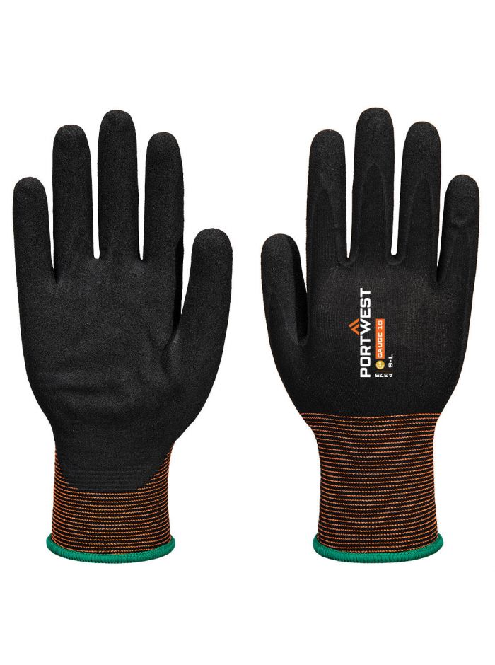 GP Grip 18 Nitrile Smooth/Sandy Glove, L, R, Black