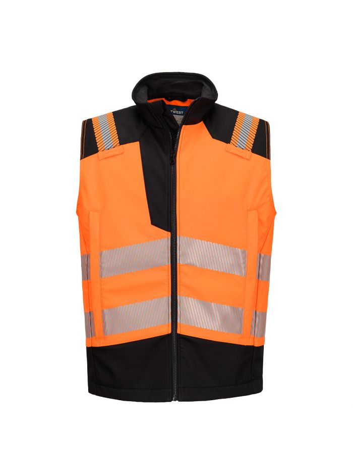 PW3 Modaflame Softshell Hi-Vis FR Gilet, L, R, Orange/Black