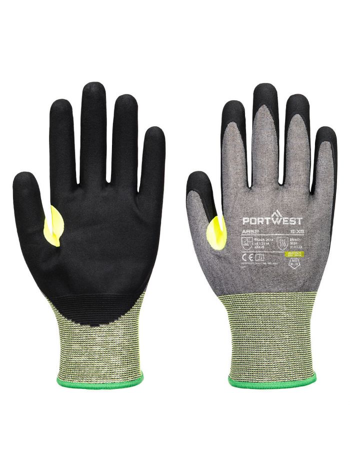 CS Cut E21 Nitrile Glove, L, R, Grey/Black
