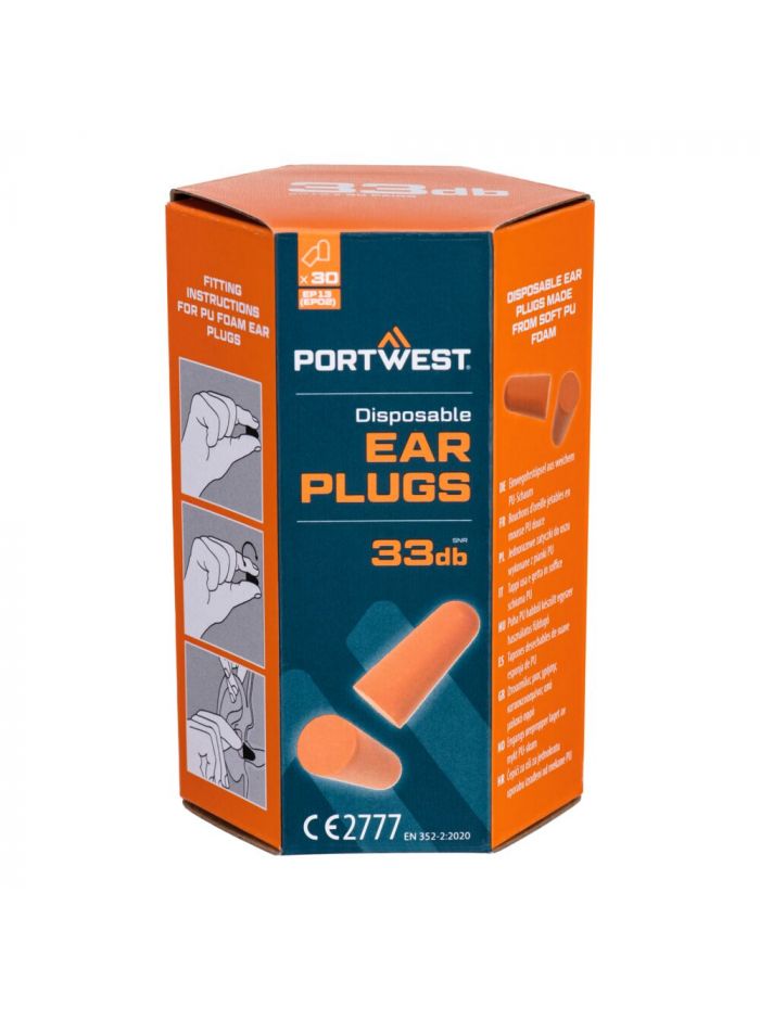 PU Foam Ear Plugs (30 Pairs), , R, Orange