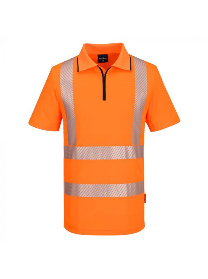 KX3 Sport Hi-Vis Zip Polo Shirt S/S, 4XL, R, Orange