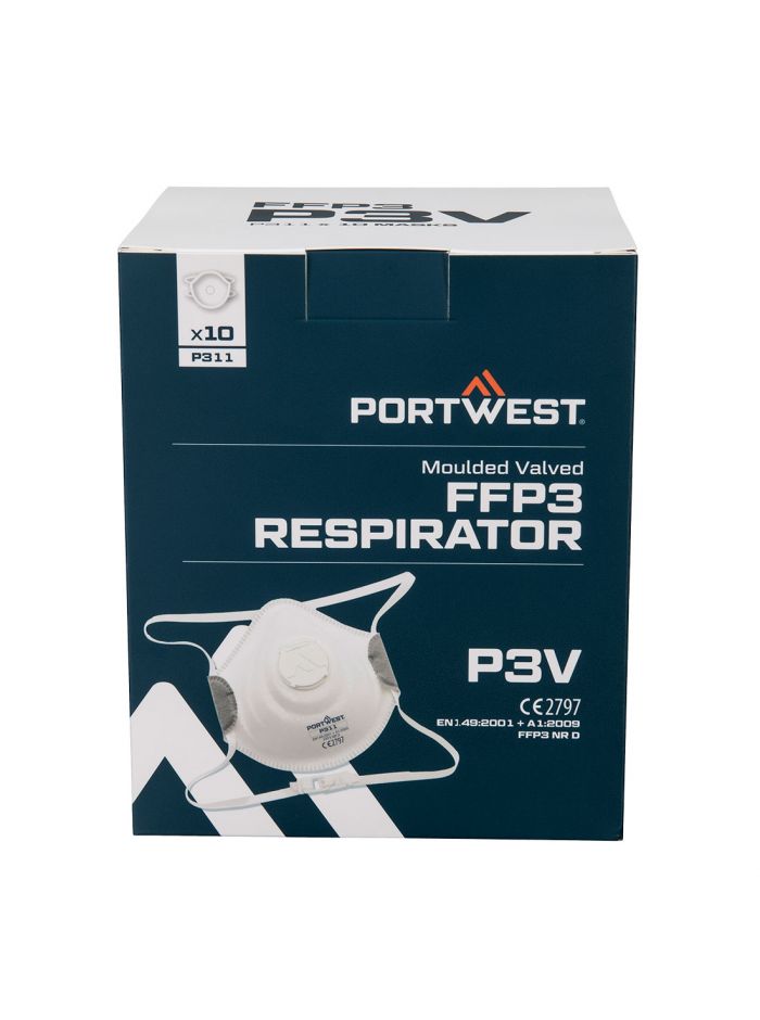 Moulded FFP3 Valved Respirator (Pk10), , R, White