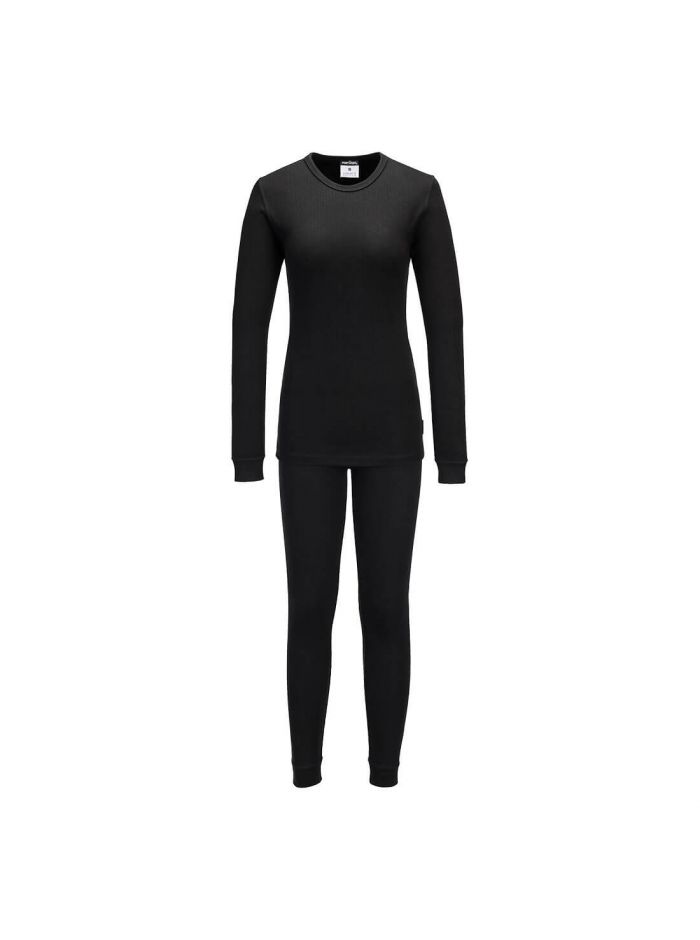 Womens Thermal Base Layer Set, L, R, Black