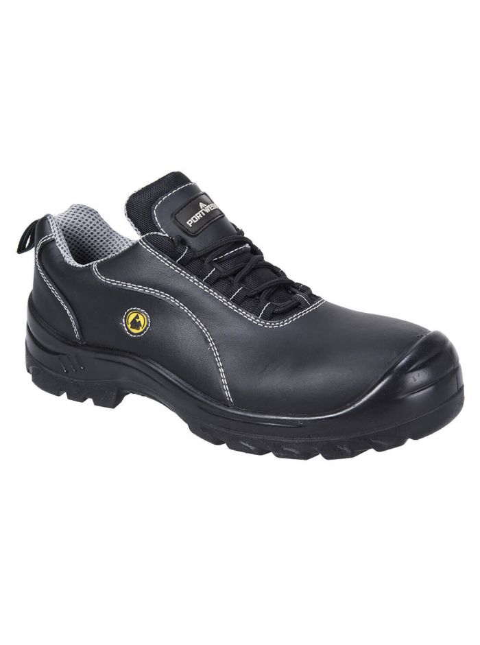 Portwest Compositelite ESD Leather Safety Shoe S1, 40, R, Black