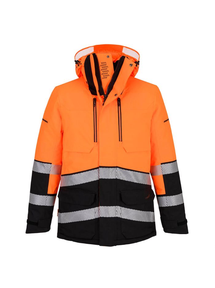 EV4 Hi-Vis Expedition Parka Jacket, L, R, Orange/Black