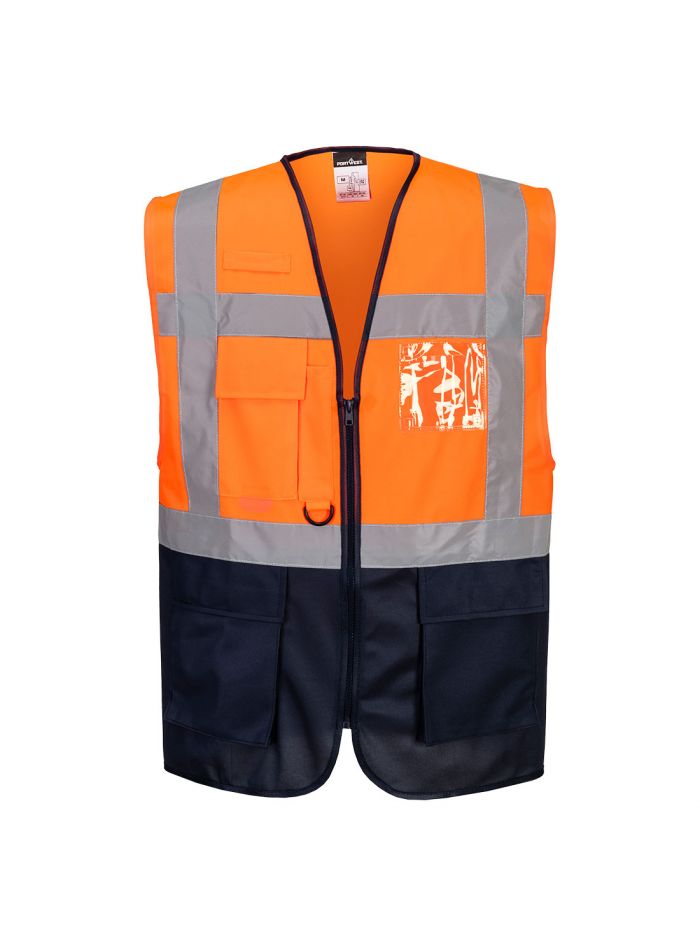 ES1 Essential Hi-Vis Contrast Executive Vest, 4XL, R, Orange/Navy