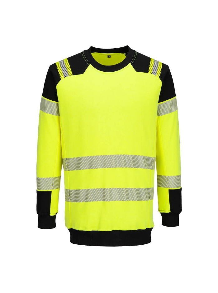 PW3 Modaflame Knit Hi-Vis FR Sweatshirt, L, R, Yellow/Black
