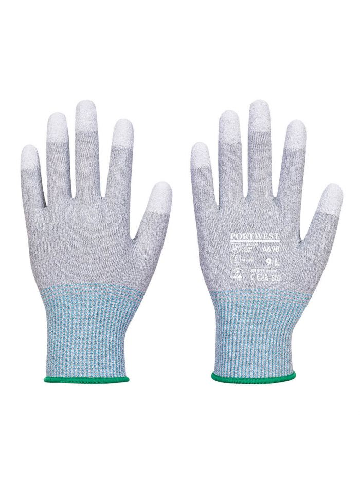 MR13 ESD PU Fingertip Glove (Pk12), M, R, Grey/White
