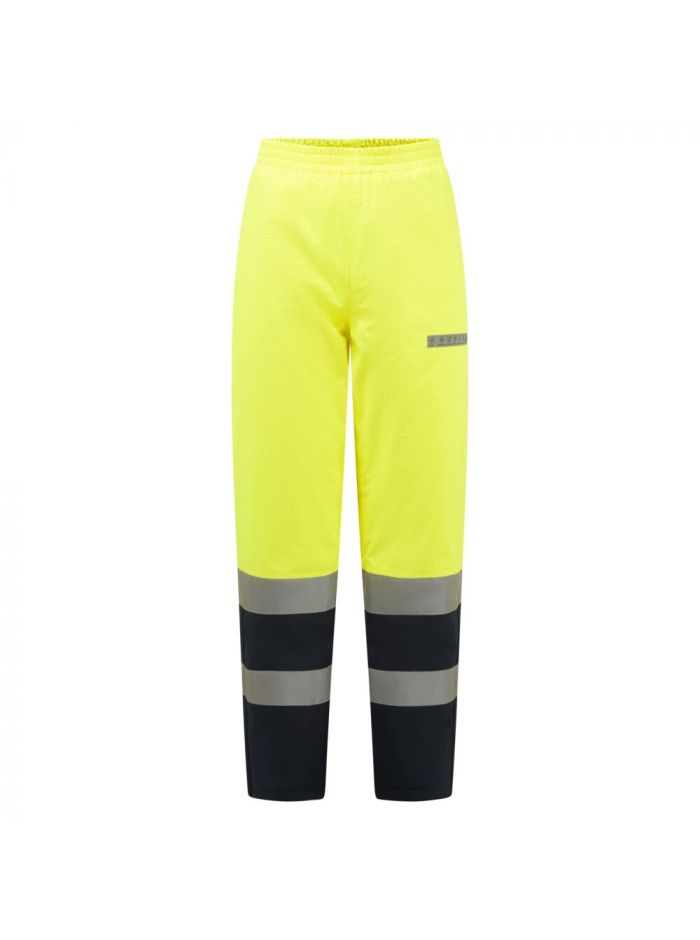 Bizflame Rain+ Hi-Vis Multi-Norm Contrast FR Winter Trousers, L, R, Yellow/Navy