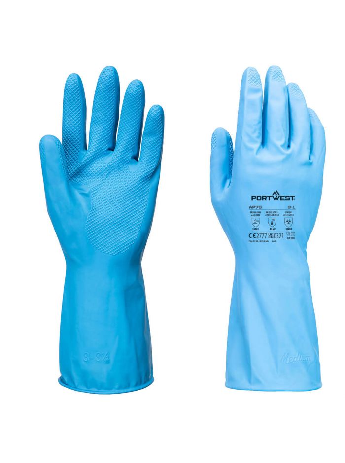 FD Chemical B Latex Light Gauntlet (Pk12), L, , Blue