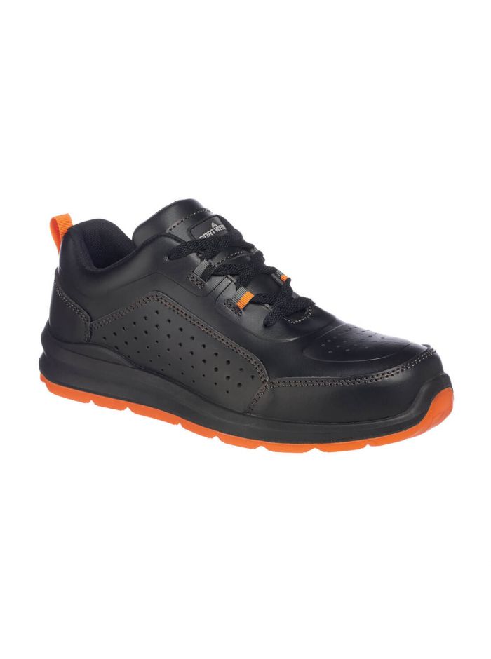 Portwest Compositelite Perforated Safety Trainer S1P, 36, , Black/Orange