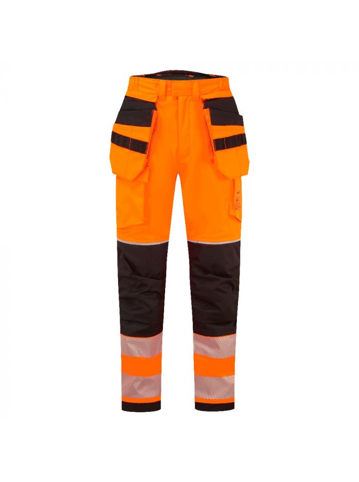 PW3 Modaflame Rain+ Hi-Vis FR Winter Holster Trousers, L, R, Orange/Black