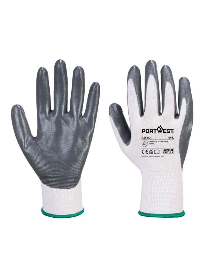 Vending Flexo Grip Glove (288 Pairs), L, R, White/Grey