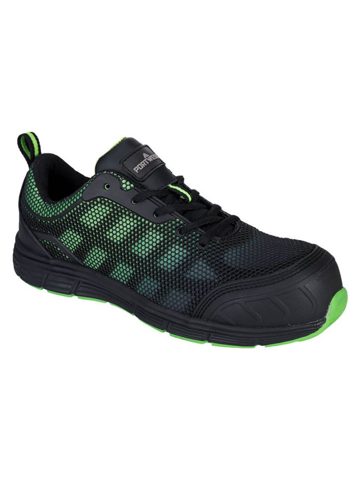 Portwest Compositelite Ogwen Low Cut Trainer S1P, 36, , Black/Green