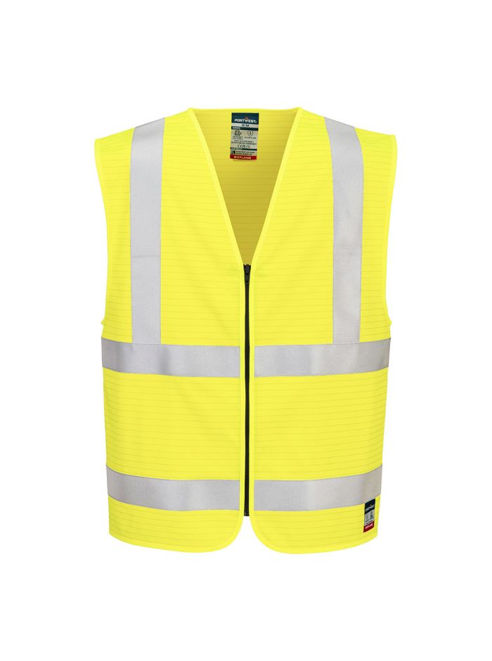 Bizflame Hi-Vis FR Zip Vest, L/XL, R, Yellow