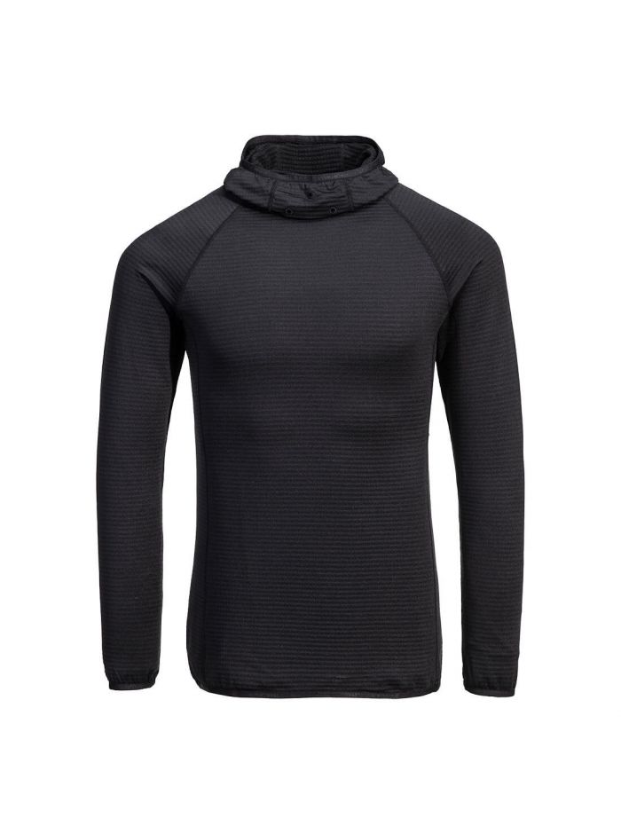 Waffle Fleece Hooded Baselayer, L, R, Black