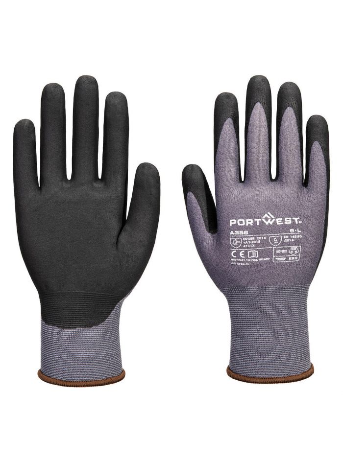 ESD 15 Nitrile Essential Glove (Pk12), L, R, Grey/Black