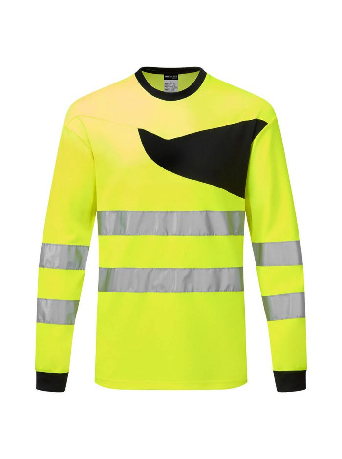 PW2 Hi-Vis T-Shirt L/S, 4XL, R, Yellow/Black