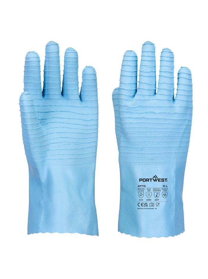 FD Chemical B Latex Gauntlet, L, , Blue