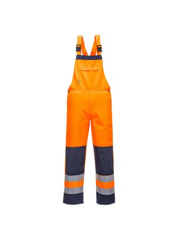 Girona Hi-Vis Contrast Work Bib and Brace, XXL, R, Orange/Navy